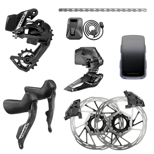 SRAM Force eTap AXS Road Groupset - 2x12-Speed, HRD Shift/Brake Levers, FM Calipers, Rotors, Chain, F/R Derailleurs, Hammerhead Karoo, E1