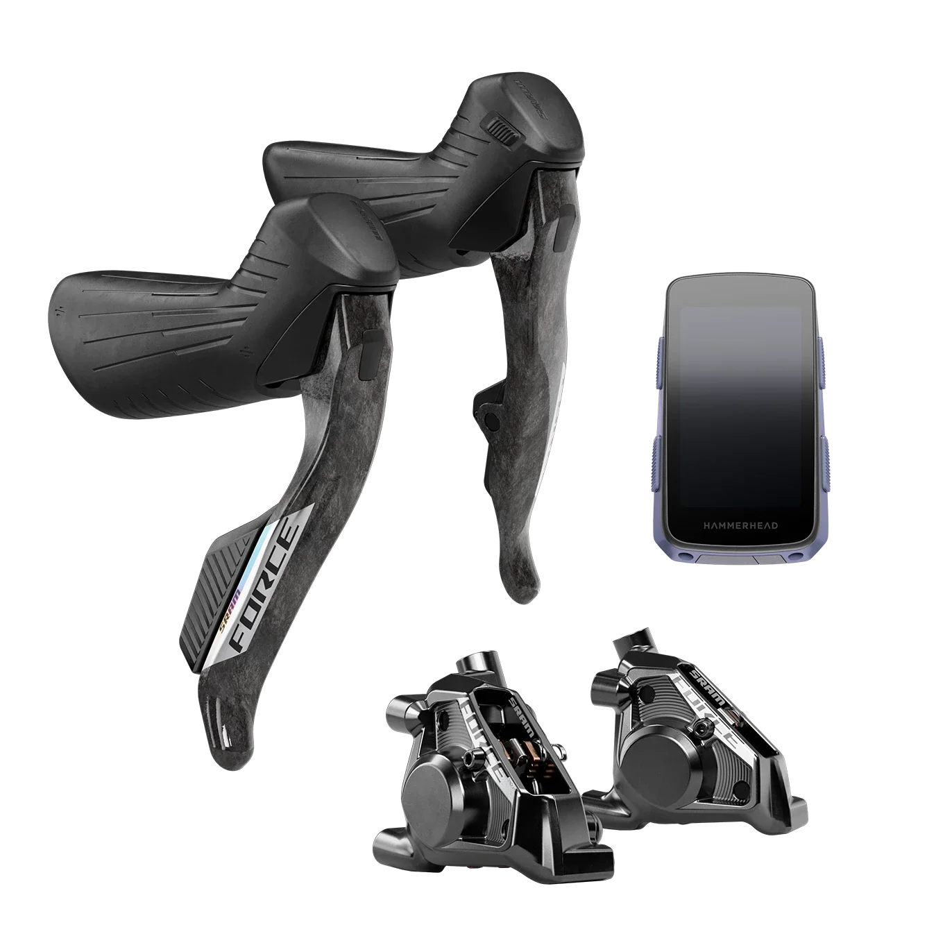 SRAM Force eTap AXS Upgrade Kit - Right and Left HRD Shift/Brake Levers, Flat Mount Calipers, Hammerhead Karoo (Force Color Edition, E1